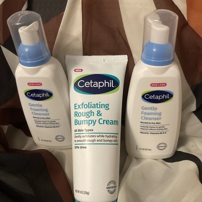 Cetaphil Exfoliating Rough & Bumpy Cream, & 2 Gentle Foaming Cleanser New