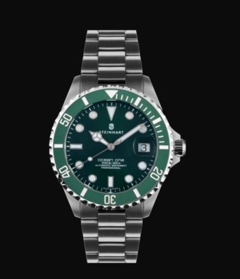 Steinhart OCEAN ONE GREEN CERAMIC PREMIUM (band switched to rubber) mens watch