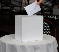 White Acrylic Wedding Card Box with Slot DIY Large Card Box with Assembly Par...