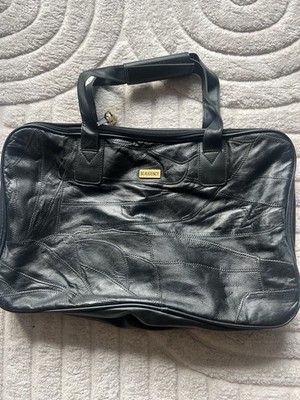 Vintage Beaugency Reisetasche/Wochenendtasche schwarz Patchwork weiches Leder #30