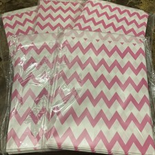 125 Flat Paper Gift Bags Favors Jewelry Pink Chevron Print Merchandise Bag 5x7