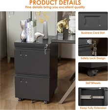 2 Drawer Mobile File Cabinet, Metal Under Des...
