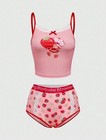 L Pink Sugar Strawberry Shortcake Lace Cami top brief Lingerie girly Thrillz Set — photo 1