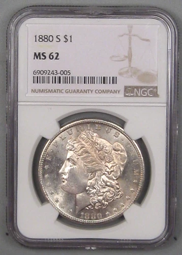 BU 1880-s Silver MORGAN Dollar. NGC MS62. #114