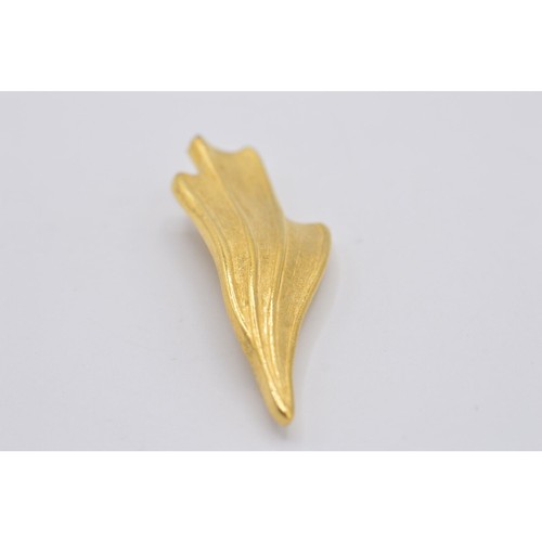 Vintage Bold Deco Pin Brooch Brushed Gold Abstract Textured Chunky 1980s Bin8 - 第 8/10 張圖片