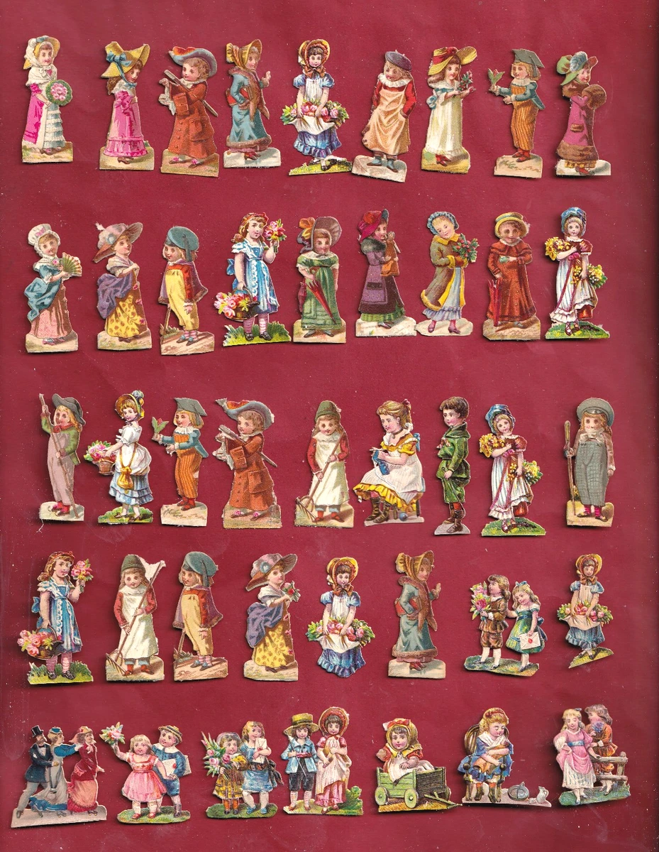 11 Chromos Anciens XIXe - Découpis Anges Chat Victorian - Scrap Oblaten Glanzbild