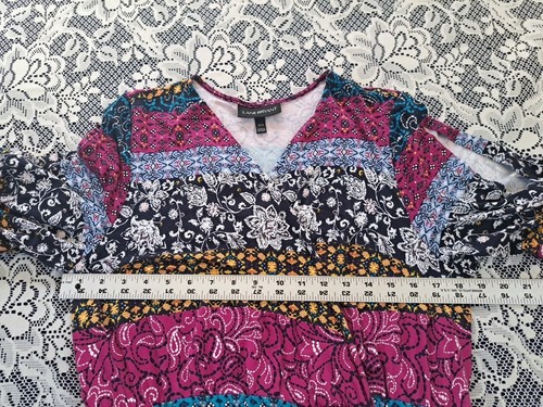 Lane Bryant Romper 14-16 Multicolor Surplice Short Sleeve Elastic Waist Bohemian - Picture 11 of 16