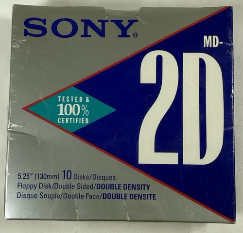 Sony MD-2D 5.25" (130mm) Floppy Disk Box of 10 New Sealed NIP NIB New Old Stock