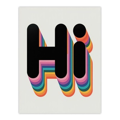 Hi Bold Retro Regenbogen Schrift bunte Typografie Wandkunstdruck