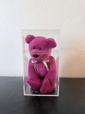 Ty Beanie Baby Teddy Magenta New Face 1993, 1st Gen Tush No Hang Tag, Ultra Rare
