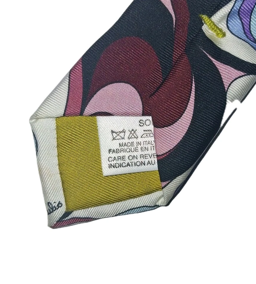 EMILIO PUCCI men's blue floral multicolor tie - Image 3 of 4