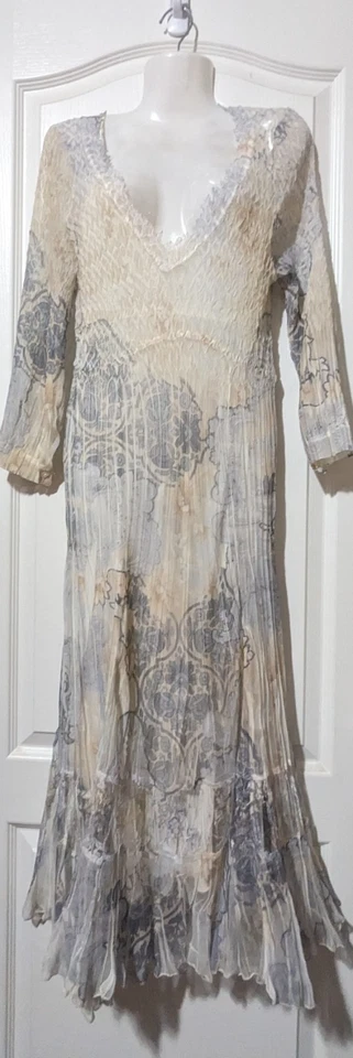 Komarov Dress 2-Piece Set Watercolor Floral Art to Wear Sheer Lace Size M $450 - Image 4 of 4