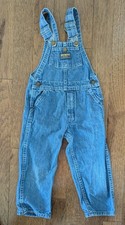 OshKosh B'gosh Blue Denim Overalls 4T Unisex Baby Toddler Adjustable Straps