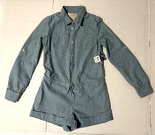 NWT Ralph Lauren Girls 14 Denim Romper Shorts Jumpsuit Bleecker Madison Blue