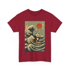 Japan Surfing Panda Kawaii Anime Great Wave Shirt Panda Surfing Japanese T-Shirt