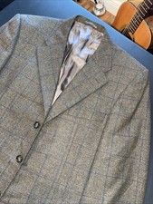CORNELIANI VOGUE mens Wool Blazer US 42 Brown and Navy Check Italy PERFECT