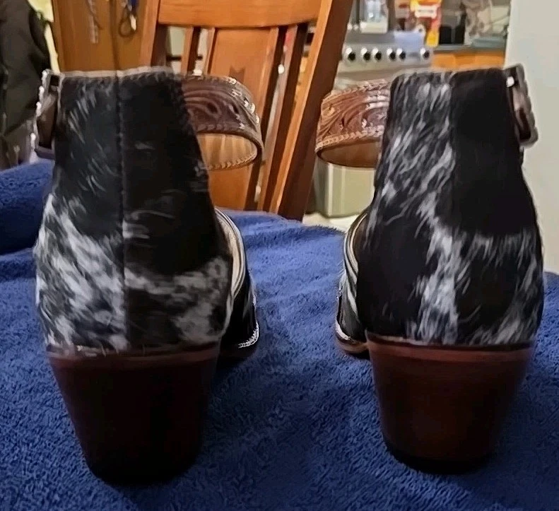 Zapatos Myra ZORA CANYON Pelo Sobre Oculto Talla 8 ¡NUEVOS Correas para el Tobillo de Cuero Tocadas a Mano! Foto 4 de 4