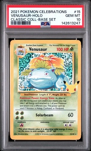 2021 Pokemon Celebrations Classic Collection 15 Venusaur-Holo   PSA 10