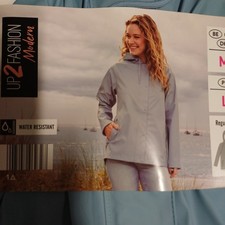 Up2Fashion Damen Regenjacke Gr. M Hellblau Kapuze NEU OVP Outdoor Jacke Blau -E2