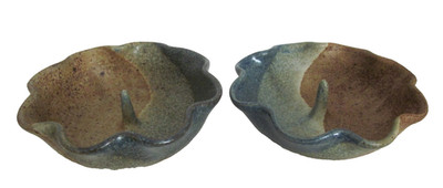 2 Studio Art Pottery Apple Bakers Robert Fishman Pottery RFP  Signed 6''D x 1 3/4