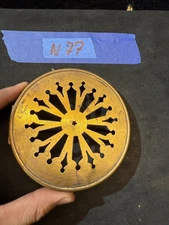 (N77) Antique French Mantel Clock Pierced Brass Back Door 4.5"