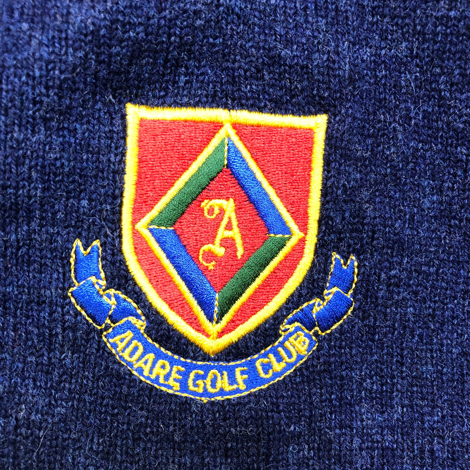 Castle Knitwear Wool Sweater Vest Men's Large Blue V-Neck Worsted Irish Crest thumbnail 4