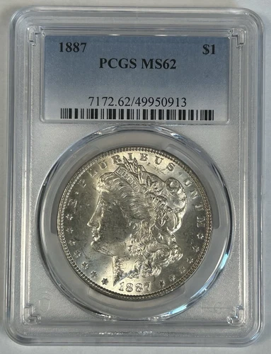 1887 Morgan Silver $1 Dollar Coin PCGS MS 62