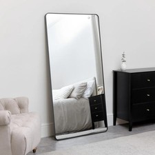 Image of Large Black Curved Framed Wall / Leaner Mirror 160cm x 80cm thin framed