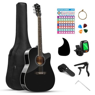 Moukey MBG-01 Akustik Gitarre 4/4 Größe 41'' Dreadnought mit Gigbag |  Schwarz