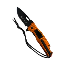 Defender Tactical Orange & Black 8" Spring Assisted Folding Knife Stainless