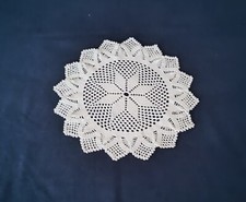 Centrino ad uncinetto in cotone fatto a mano bianco ottico cm 21 rotondo stella