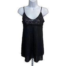 Victoria's Secret XL Black Chemise NWT Nightie Sheer Stretch Floral Lace Slip
