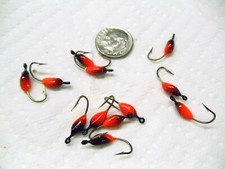 Jon's Ice Jigs Custom Painted Ladybug Style (12) Sz 8 Hook, Orange/Black #JIJ13