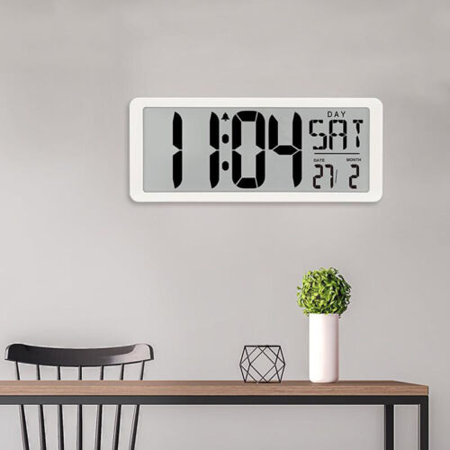 LED Digital Wall Clock Large Number Time Display Alarm Clock Date Temperature - Picture 1 of 28