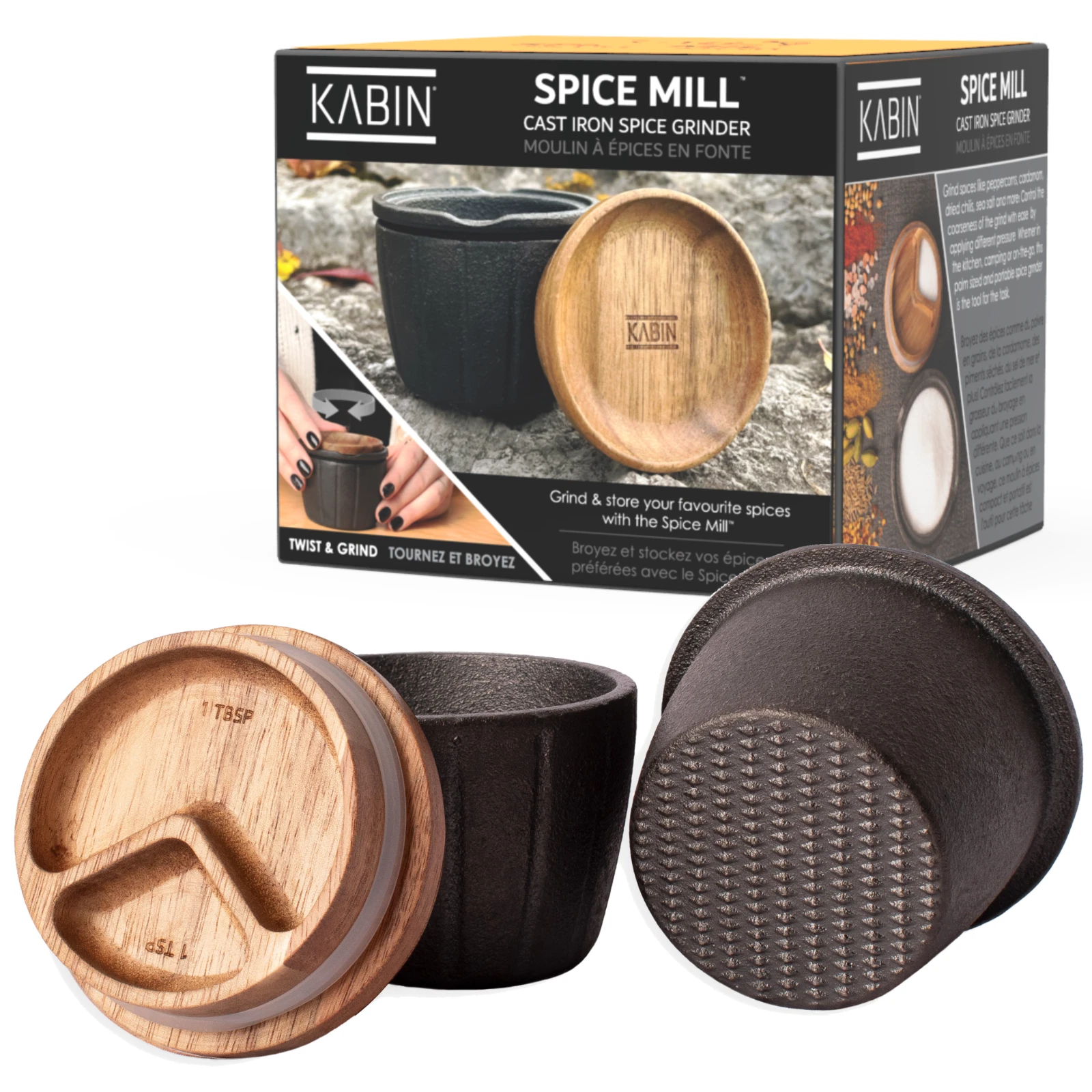 KABIN Spice Mill - Spice Grinder Manual Pepper Mill - Durable Cast Iron