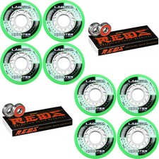 Labeda Shooter Inline Roller Hockey Wheels GREEN 76mm 8 Pack Bones Reds