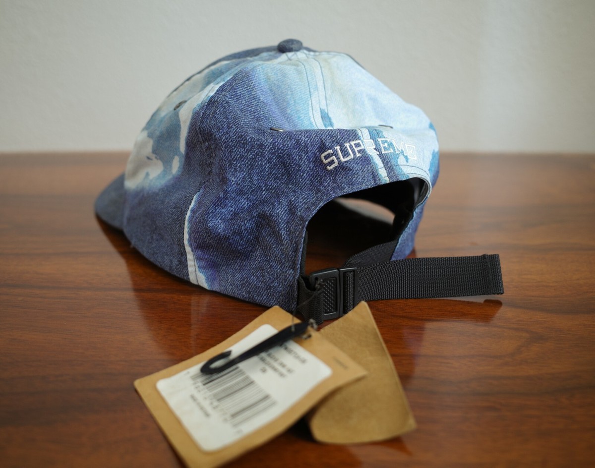 NWT Supreme/The North Face Bleached Denim Print 6-Panel Hat