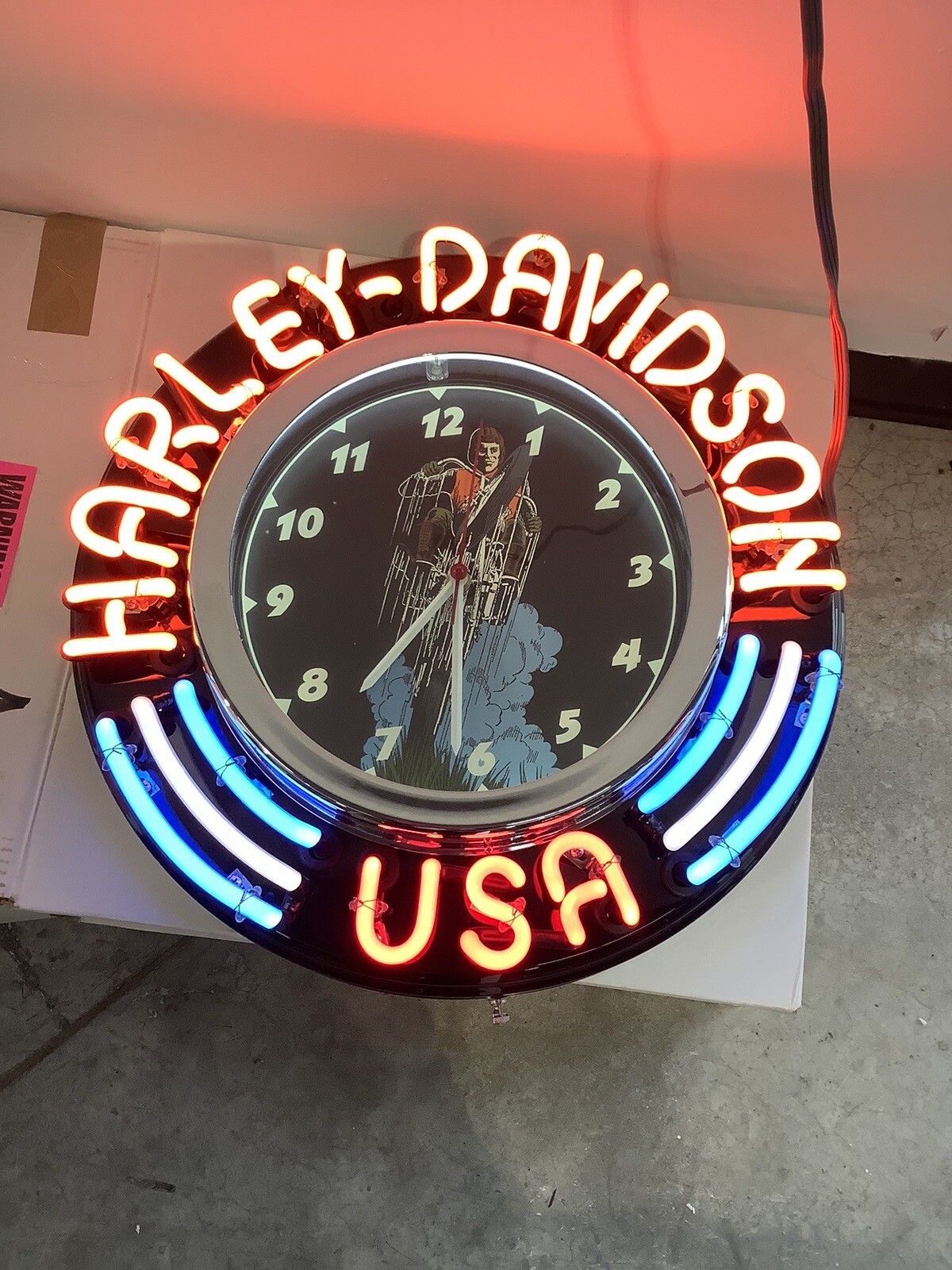 HarleyDavidson Neon Clock Racer 20" HEAVY NEW Vintage eBay