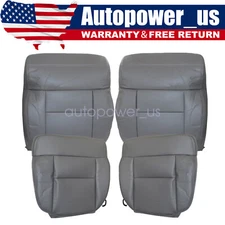 Driver & Passenger Bottom & Top Leather Seat Cover Gray Fit Ford F-150 2004-2008