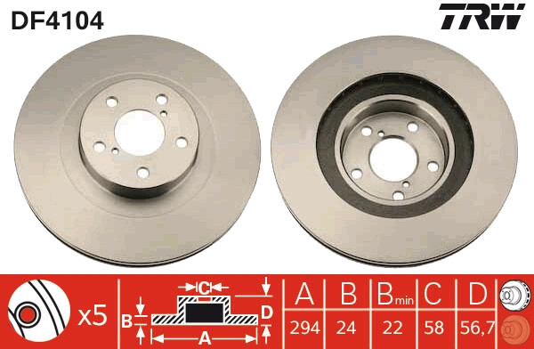 Pack Von 2 - Bremsscheibe DF4104 TRW FüR Subaru-image