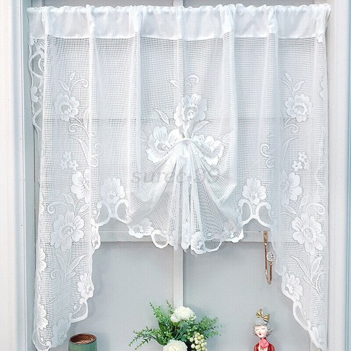 1 Panels Vintage Embroidered Floral Lace Sheer Swag Curtain Valance Tier Kitchen - Picture 4 of 38