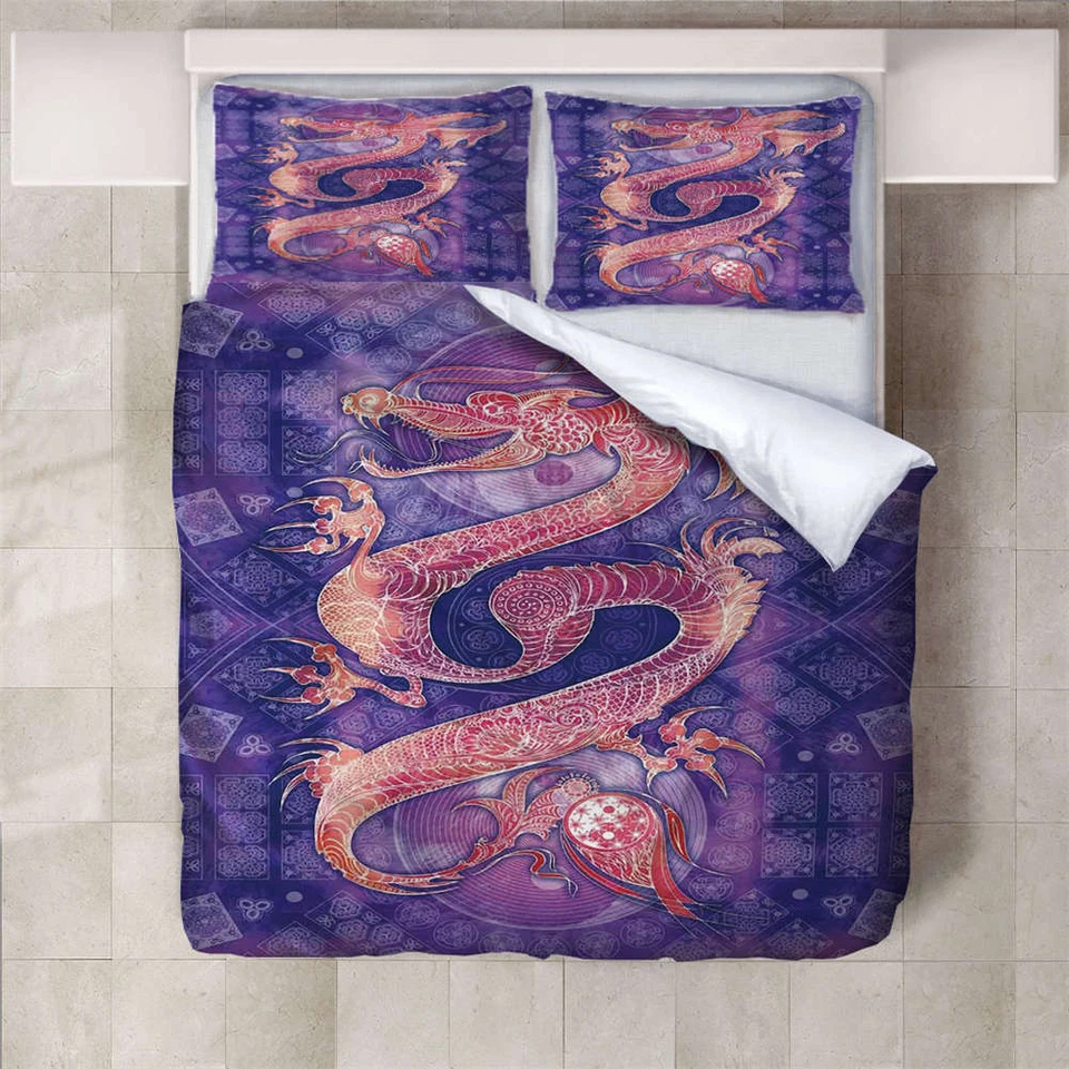 Доминирующий дракон 3D печать пододеяльник одеяло Doona чехлы наволочка комплекты постельного белья - Изображение 4 из 4