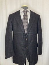 Hickey Freeman Mens 41L Blazer Tweed Lambswool Gray 45" Sport Coat Suit Jacket