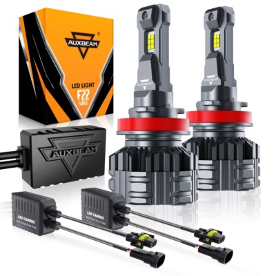 AUXBEAM H11 H9 LED Headlight Bulbs Low Beam+C20 H11 Canbus Decoder Anti-Flicker