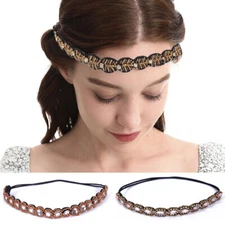 Rhinestone Elastic Hair Band Ethnic Seed Beads Headband Hair Accessories Braided