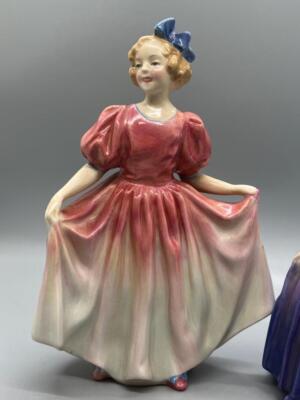 royal doulton figurines pink dress Vintage Royal Doulton Figurine: Hand-painted Porcelain Girl in Pink Dress