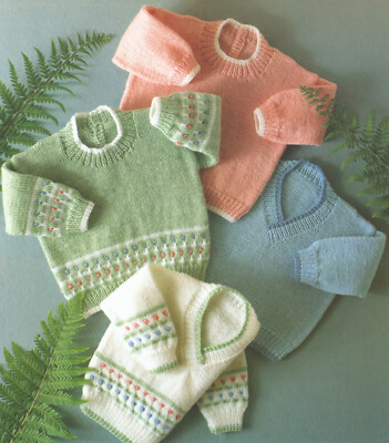Babys Kleinkinder DK V + Rundhals Pullover Pulli 18-24 Brust Strickmuster