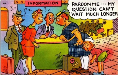 Postcard Humor Information Pardon Me My Question Can't Wait Much Longer