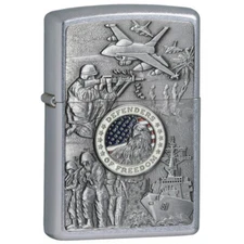 Zippo 24457 Joined Forces Emblem Street Chrome Windproof Lighter