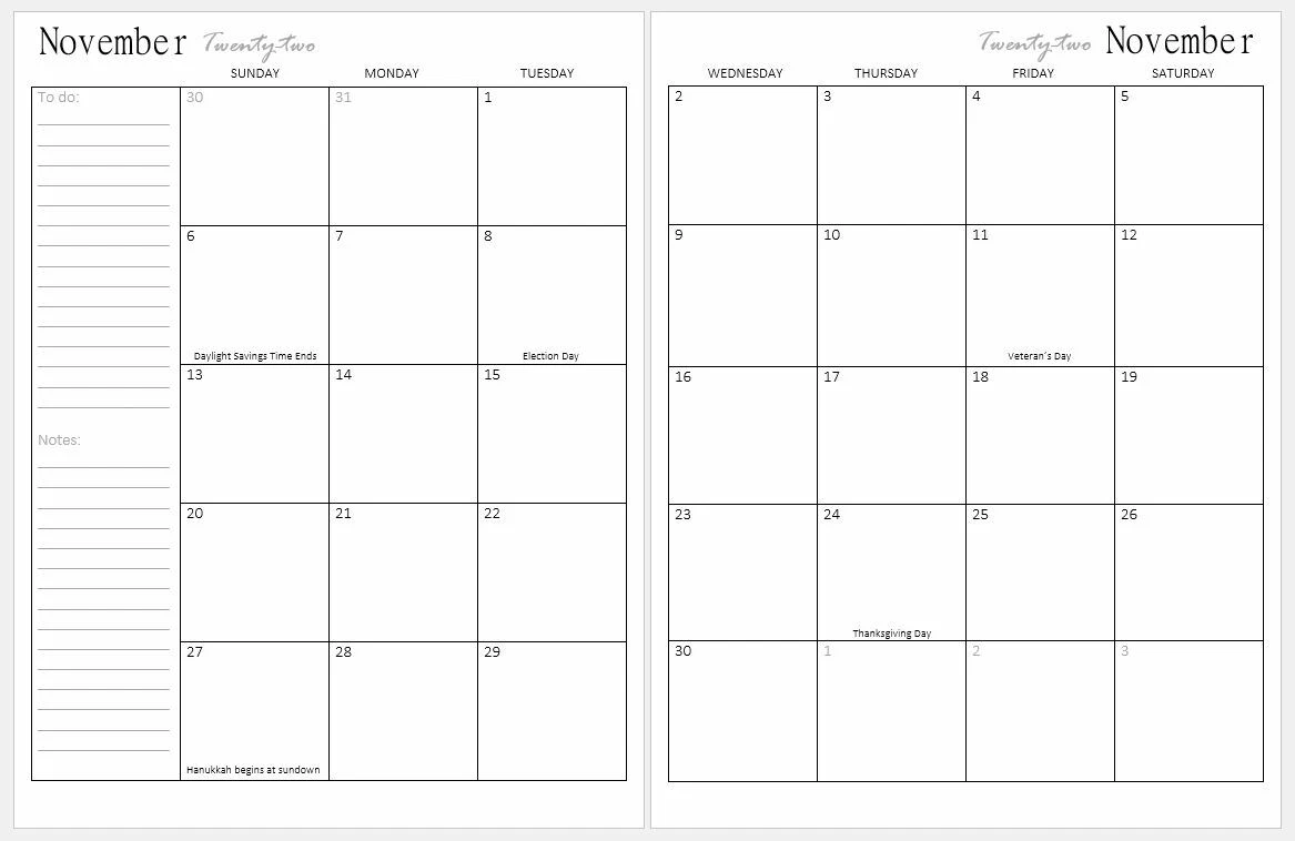 2024 Personal Size Weekly & Monthly Calendar Refill